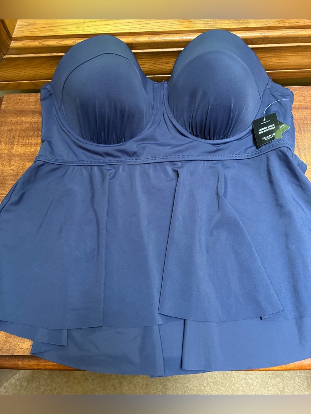 torrid Navy Bandeau Peplum Swim Top